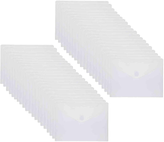 9x7 Clear Plastic Envelopes Hook Loop Closure Receipt Stickers Storage Holder 40 Pack
