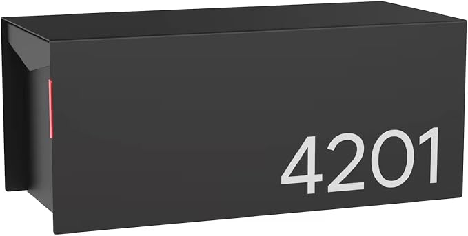 Olio Home Mailbox | Modern Design Personalized Thompson Flat Top Post Mount Mail Box | 20.5” x 9.2” x 8.5” | Galvanized Steel Mailboxes for Outside | Made in USA Mail Boxes for House | Black