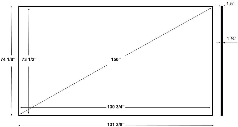 Silver Ticket Products S7 Series 6 Piece Thin Bezel Home Theater Fixed Frame 4K/8K Ultra HD, HDTV, HDR & Active 3D Projection Screen, 16:9 Format, 150" Diagonal, Woven Acoustic Material S7-169150-WAB