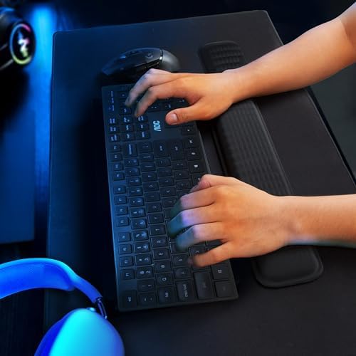 MEKASS Ergonomic Wrist Rest for Keyboard and Mouse, Soft Memory Foam Keyboard Wrist Rest Set with Non-Slip Silicone Base, Easy Typing, Pain Relief, Comfort for Office, Work, Gaming (Light Gray)