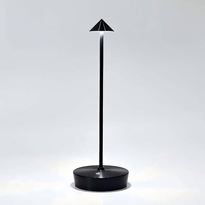 Cordless Rechargeable Led Table Lamp Battery Operated Light Black | 6000mAh Touch 3 Color Dimming Portable Metal Outdoor Waterproof Light for Patio/Restaurant/Dining/Home