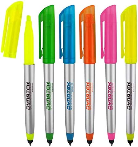 Personalized Pens with Highlighter and Stylus -250 Pack Bulk-Free Imprint - 3 In Highlighter, Ballpoint Pen, and Stylus Combo- add Custom Business Name, Logo or Gift Message- Green
