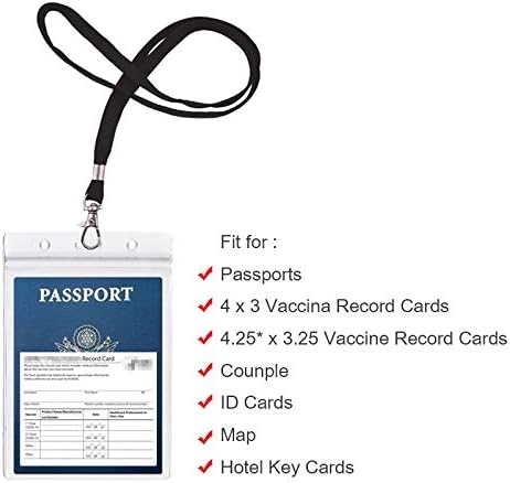 Passport Badge Holders with Extra PVC ID Card Holder and Woven Lanyards Ideal for Cruise and Vacation by CypesCrafts(2Pack Black Lanyards)