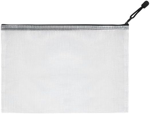 Mesh Pouch Bag,A3 Zipper Bag for Organizing Storage, Waterproof Zipper Pouch, 17" x 12"/44cm x 32cm, File Bag for School and Office Supplies (Black)