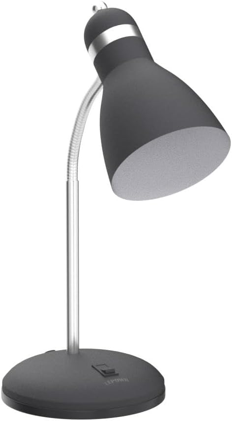 LEPOWER Metal Desk Lamp, Adjustable GooseNeck Reading Light for Bedroom | Compact & Sturdy, Space-Saving for Bedside & Dorm, E26 Table Lamp, Eye-Caring, Ideal for Study, Office, Back to School