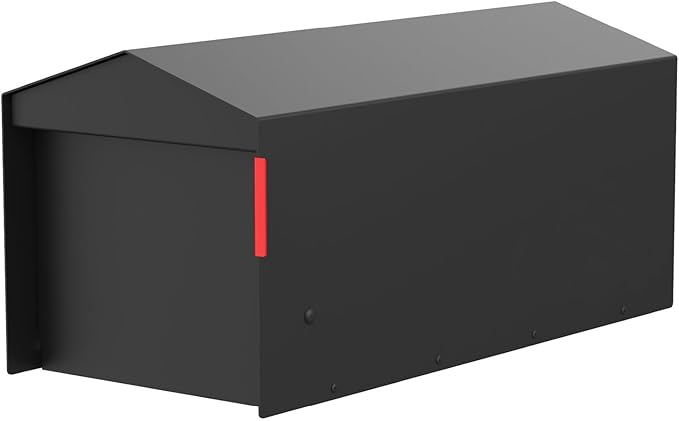 Olio Home Mailbox | Modern Design Thompson Roof Top Post Mount Mail Box | 20.5” x 9.2” x 8.5” | Galvanized Steel Mailboxes for Outside | Black