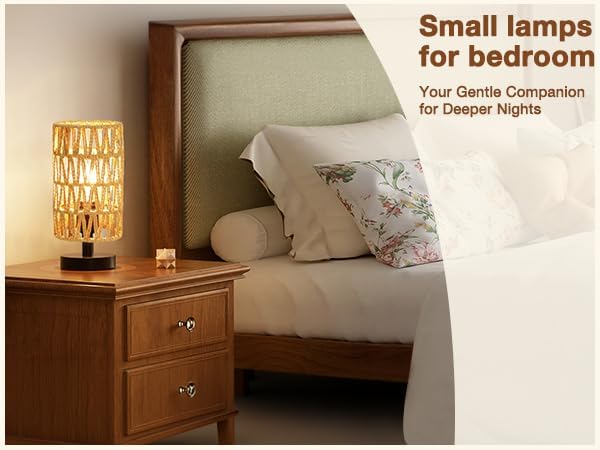 Table Lamps (Rattan Rope Shade - Black Base, 9" Inline Control) | 3000K LED Blub Included | 680 Lumens | Easy Assembly | Minimalist Design | E26 | for Kitchen | for Kids Room