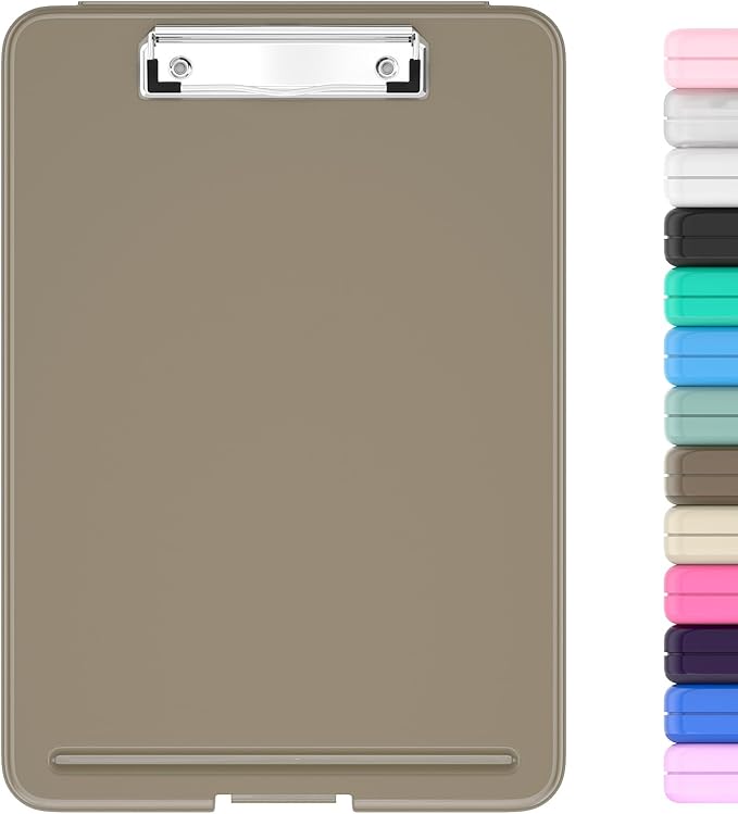 Hongri Clipboard with Storage, 8.5 x 11 Clip Board Foldable, Brown | Bottom Opening, Size 13.4 x 9.4 X 0.9 in for Nurses, Teacher, Students, Classroom, School & Office Supplies