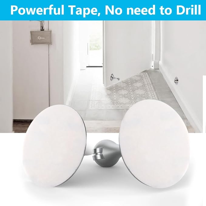 WINONLY Door Stopper, Magnetic Door Stop, Stainless Steel, Magnetic Door Catch, 3M Double-Sided Adhesive Tape, No Drilling, Screws for Stronger Mount, Hold Your Door Open, for Wide Doors (6)