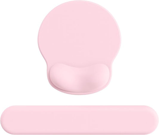 Laborio Ergonomic Mouse Pad with Wrist Rest for Desktop(2 Pack, Light Pink) | Non-slip Base, Gel Wrist Support, Mouse Pads+wrist Rest Set, 10.6''l X 9''w Large Size
