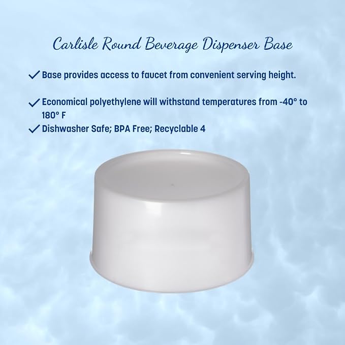 Carlisle FoodService Products Round Beverage Dispenser Base Drink Base, Catering Base for Catering, Plastic, 12.18 Diameter, White