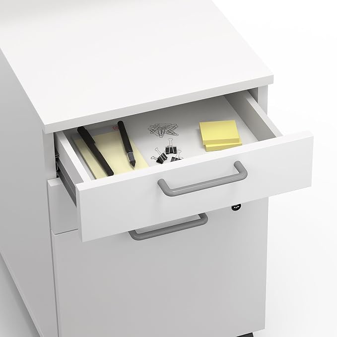 Staples Essentials 3-Drawer Vertical File Cabinet, Letter & Legal Size Documents, Lockable & Mobile, 21.3" D x 15.6" W x 24.3" H, White