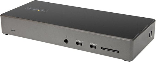 StarTech.com USB C Dock - Triple 4K Monitor USB Type-C Docking Station - 100W Power Delivery - DP 1.4 Alt Mode & DSC, 2X DisplayPort 1.4/HDMI 2.0-6xUSB (2X 10Gbps), SD - Windows/Chrome (DK31C2DHSPD)