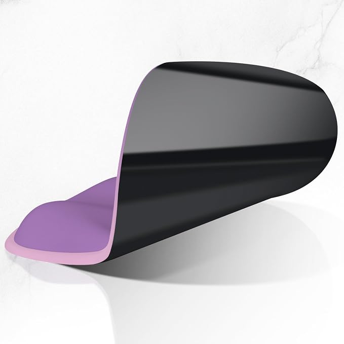 ITNRSIIET Ergonomic Mouse Pad with Wider Memory Foam Wrist Rest +17% - Curved Cushion Reduces Pressure 20%, Pain Relief, Non-Slip, Smooth, Cute Colors, 9.85 x 9 in, Purple Pink Gradient