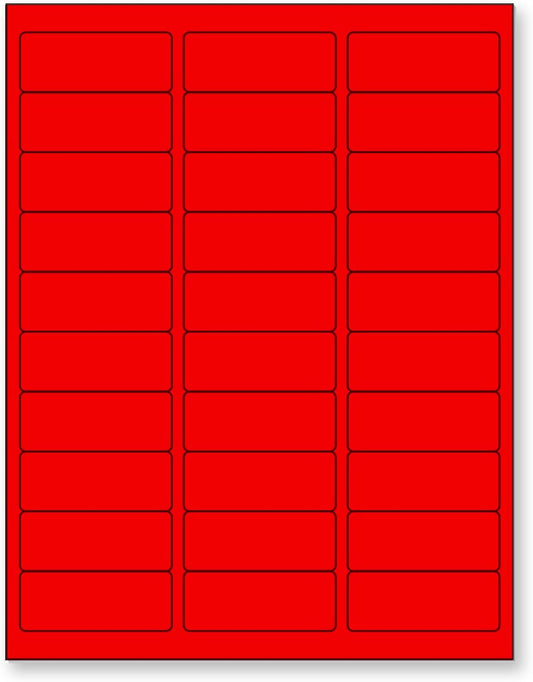 NextDayLabels - 8-1/2 x 11 Neon Color High Light Fluorescent Labels for Laser & Inkjet Printer (RED Fluorescent, 1" x 2-5/8" - 30 Per Page | 750 Labels)