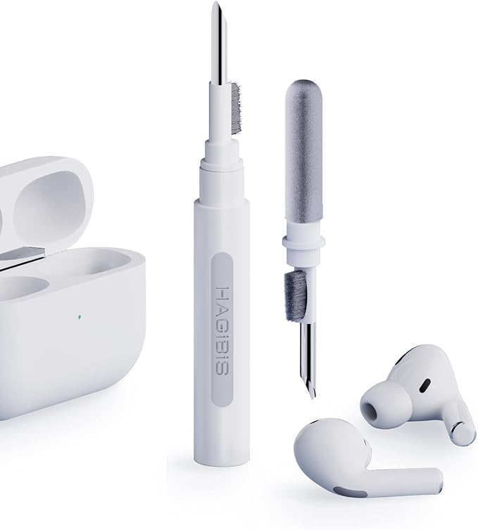 Hagibis Cleaning Pen for Airpods Pro 1 2 3 Multi-Function Cleaner Kits Soft Brush for Bluetooth Earphones Case Cleaning Tools for iPhone 16 15 Pro Max LEGO Camera Lens (White)