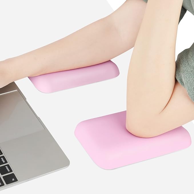 Leolee Elbow Rest Pads for Desk, Pink Ergonomic Wrist Rest Arm Rest Pads | Memory Foam & Non-Slip Base, Armrest Cushion Support Pad Relieve Elbow and Wrist Pain for Computer, Office, 2 Packs