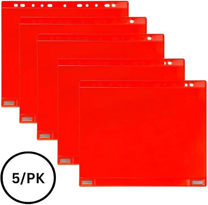 Tarifold Magnetic Double-Sided Document Pockets, Letter Size, Red, 5 Pack | 5 magnetic double-sided pockets, holds letter-size documents, full magnetic backing, red frames, quick document changes
