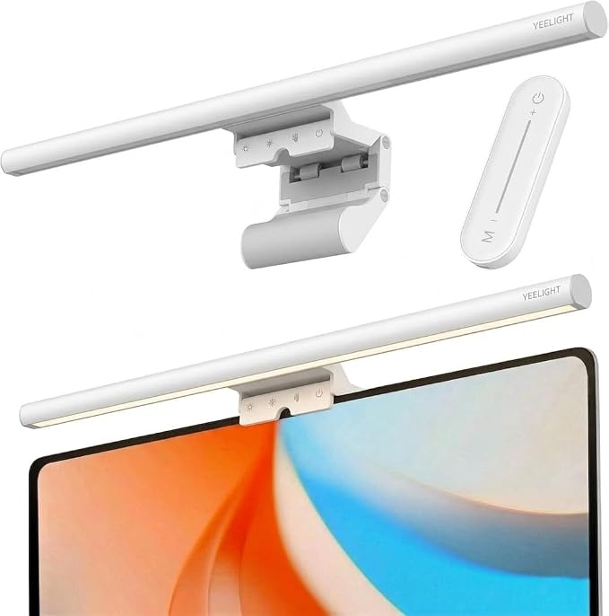 YEELIGHT Monitor Light Bar with Remote, Computer Monitor Lamp for Home Office Gaming, 250LM No Glare Eye-Care Screen Bar, Touch Control USB Desk Lamp with Stepless Dimming for Flat & Curved Monitor