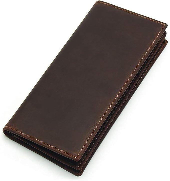 Genuine Leather Long Wallet for Men, Large Capacity Purse Clutch Bag Handbag Checkbook Cash Credit Cards Phone Holder | Large Capacity