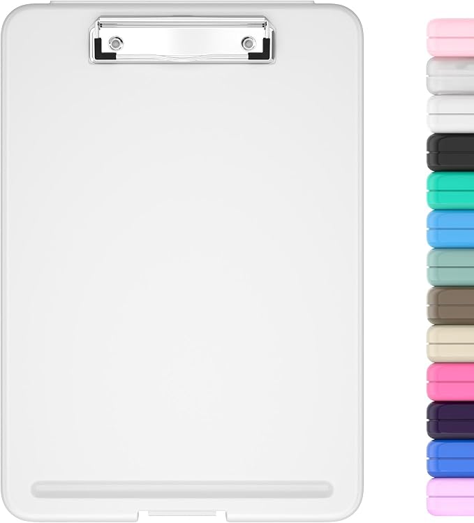 Hongri Clipboard with Storage, 8.5 x 11 Clip Board Foldable, White | Bottom Opening, Size 13.4 x 9.4 X 0.9 in for Nurses, Teacher, Students, Classroom, School & Office Supplies