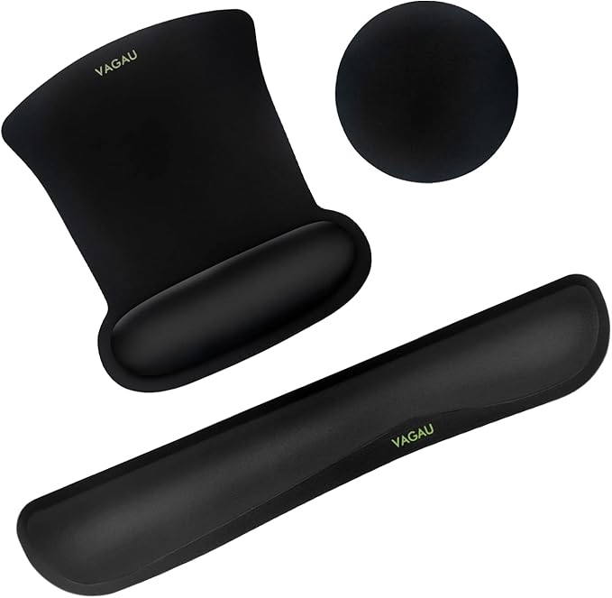 VAGAU Premium Keyboard Wrist Rest and Mouse Pad Wrist Support | Ergonomic Memory Foam Set for Office, Laptop, Mac, Computer and Gaming, Comfortable Typing &Wrist Pain Relief