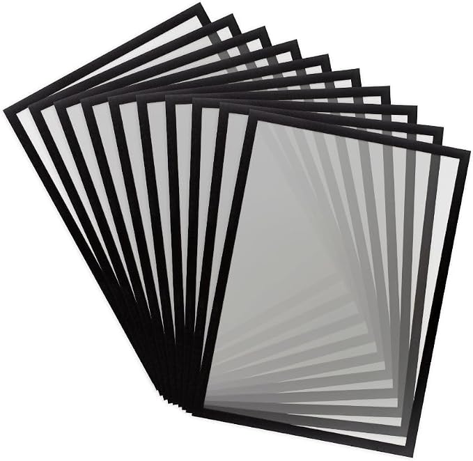 Tarifold Magnetic Board Display Frames, A3 Size, Black, 25 Pack | 25 magnetic anti-glare frames hold A3 documents, black border, portrait or landscape, quick document changes
