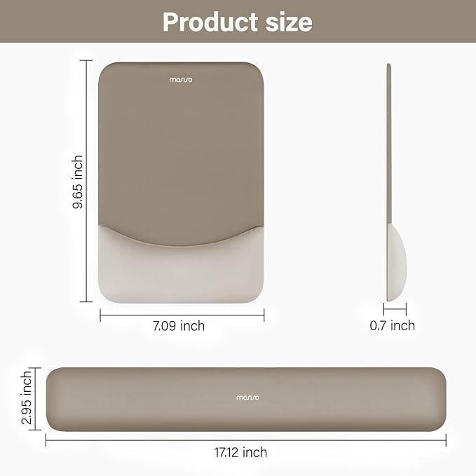 MOSISO Wrist Rest Support Mouse Pad & Keyboard Set, Bronze Brown | Rectangular Ergonomic Mousepad, Non-Slip Base, Home/Office Pain Relief & Easy Typing, Neoprene Cloth & Raised Silicone Lining