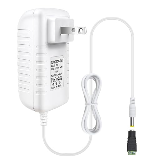12V Power Supply, 12 Volt 3A 36W DC Power Supply, White LED Power Adapter, AC 110V to 12V Wall Mounted Transformer Plug for LED Strip Lights with 5.5/2.1 DC Female Connector
