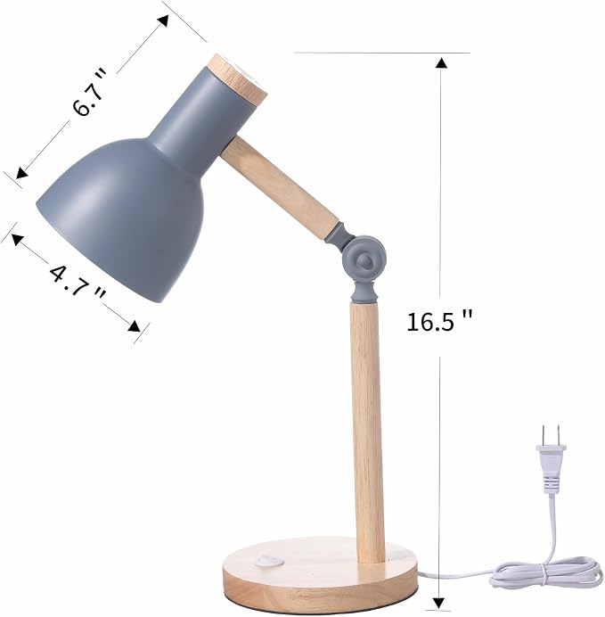 Adjustable Wooden Arm Desk Lamp, Table Lamp for Reading office Bedroom | Dorm Lamp,Bedside Lamp,Reading Lamp,Lamp for Home Office