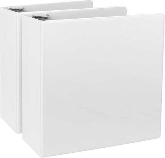 CIXILDTS 4-Inch 3 Ring Binder, Standard 4" Slant-D Ring Binder Fit Letter Size Paper, Presentation View Binders, White, 2-Pack