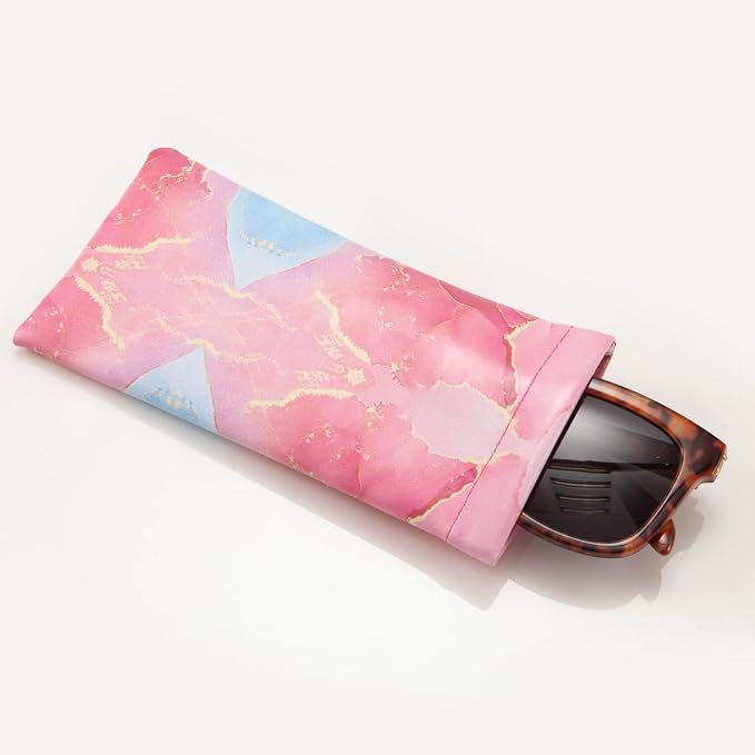 TRIUMPH VISION Eyeglass Case Glasses Case Soft Sunglass Pouch Sleeve 3 Pack | Slim Lightweight Alternative to Bulky Case, Leather Lined Protect Lens, Squeeze Easy to Use, Stylish Portable for Daily Use