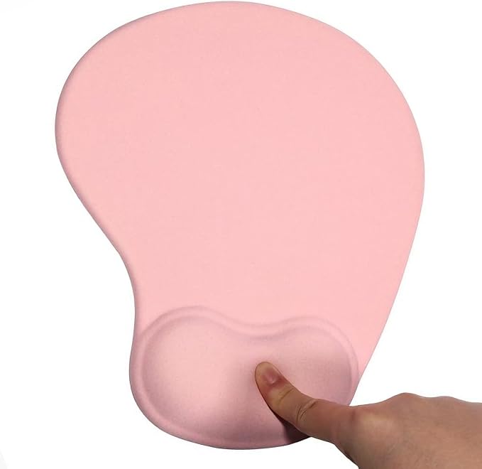 Ergonomic Mouse Pad with Wrist Rest, Gel Wrist Support Mousepad, Pain Relief Laptop Computer Mouse Pad, Non-Slip Mouse Pads for Office & Home (Light Pink)