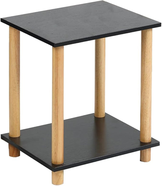2-Tier Black Bookshelf, Wooden Bookcase with Open Shelves, for Small Spaces,Living Room Bedroom Office,No-Tool Assembly,11.8" D x 14.1" W x 16.5" H inches.