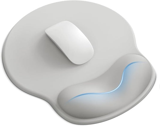 Mouse Pad with Wrist Rest for Desktop Large Ergonomic Mouse Mat(Light Gray) | 10.6''L x 9''W Size, Gel Wrist Support, Non-slip Base, Washable Surface, Laptop Mousepad