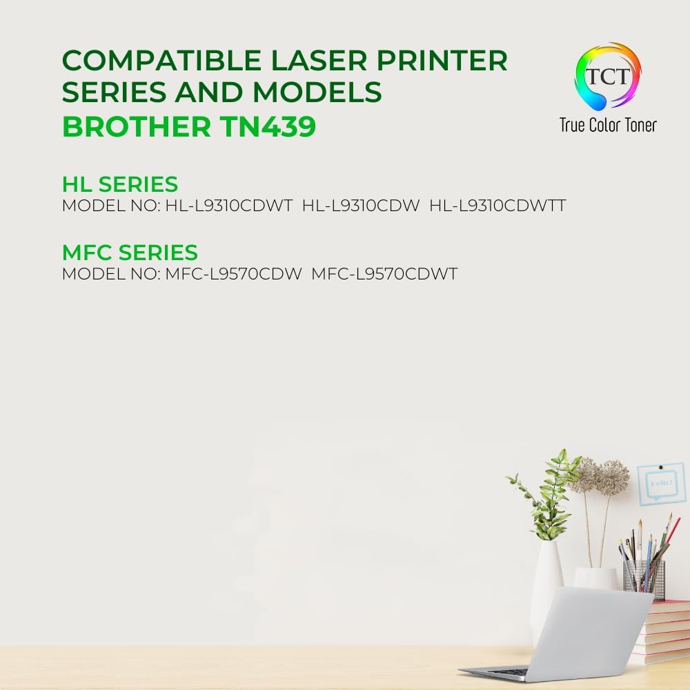 TCT TN439 Cyan Toner Cartridge - Compatible Replacement for Brother TN439C Cyan Ultra High Yield Works with Brother HL-L8360CDW L8360CDWT MFC-L8900CDW L9570CDW Printers (9,000 Pages)