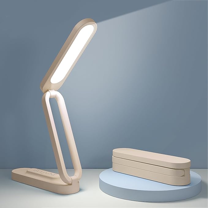 Giryuhd LED Desk Lamp for Office Home & Battery Operated Lamp Rechargeable Lamp Foldable & Portable Light, LED Desk Light Strip, 3 Brightness Dimmable Small Desk Lamp Wireless Reading Lamp