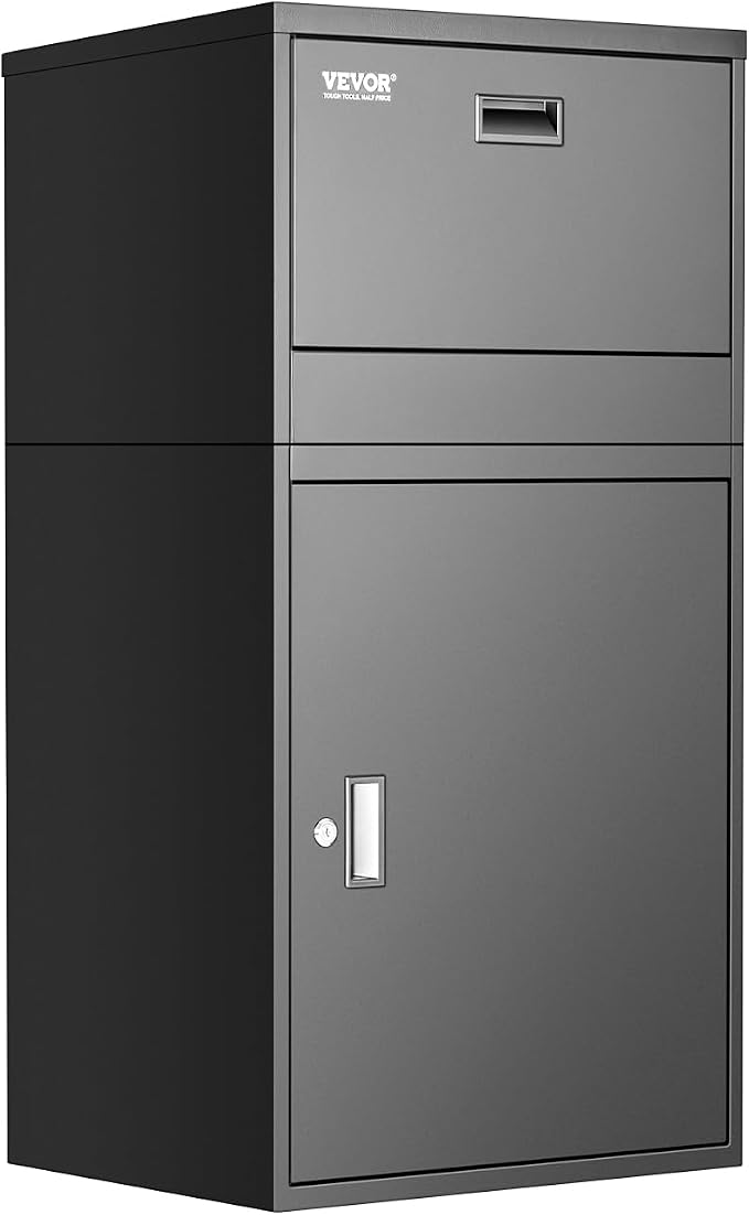 VEVOR Package Delivery Boxes for Outside, 38.6 in Mailbox for Parcel with Lock, Galvanized Steel Package Drop Box with Anti-Theft Design, Weather-Resistant Package Mailbox for Home and Office, Black