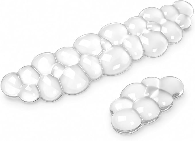 Ergonomic Gel Keyboard Wrist Rest Set, Soft Gel Palm Rest for Keyboard and Mouse, Clear Wrist Support Pad for Typing and Gaming Pain Relief, Non-Slip Base for Computer Laptop (Cloud)