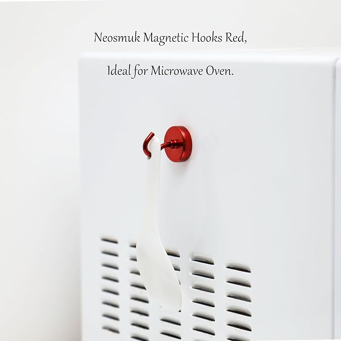 Neosmuk Magnetic Hooks, Heavy Duty 85lb+ Strong Magnet Hook for Cruise Cabins, Cruise Essentials 2026 for Hanging, Metal Wall Refrigerator Hangers (Red, 10 Pack)