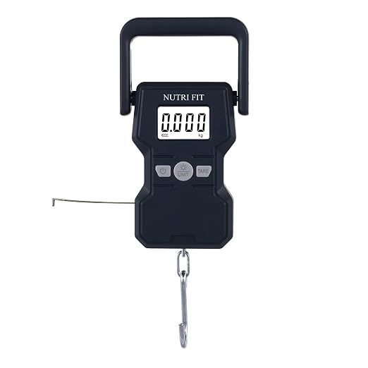 NUTRI FIT Luggage Weight Scale 110lb Hanging Luggage Scale for Suitcase | 0.1lb Precision, Max 110lb, 3.3ft Tape Measure, Backlit Screen, Lock Data, Large Hook, Ergonomic Grip, Portable Fishing Scale
