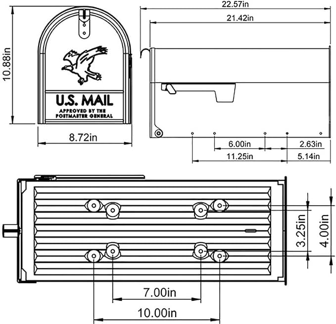 Gibraltar Mailboxes Elite Large Capacity Galvanized Steel White, Post-Mount Mailbox, E1600W00