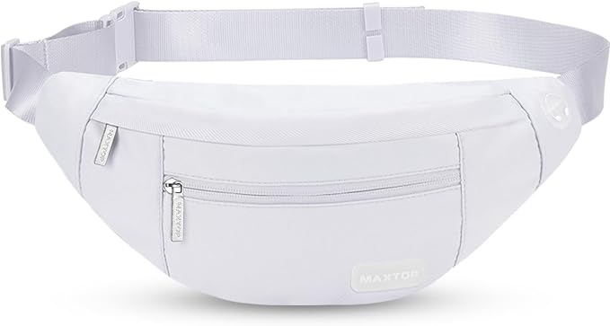 Large White Fanny Pack Sling Bag Trendy Travel Essentials for Women Men | Stylish,4-Zipper Pockets,Adjustable Belt,Fashion Cross Body Bag for Enjoy Yoga Traveling Workout Running Shopping