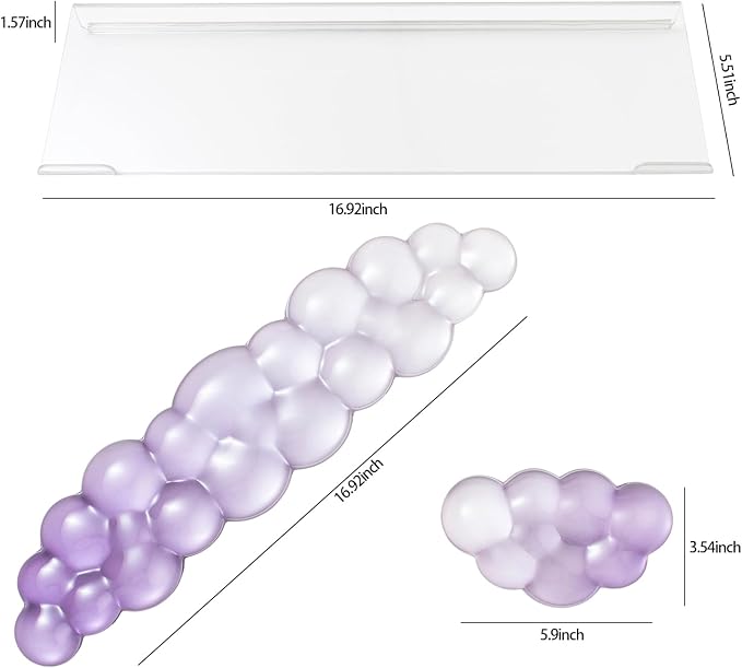 Gel Wrist Rest for Computer Keyboard and Mouse - Acrylic Keyboard Stand for Desk, Ergonomic Gradient Purple Cloud Wrist Rest for Keyboard,Laptop,Typing