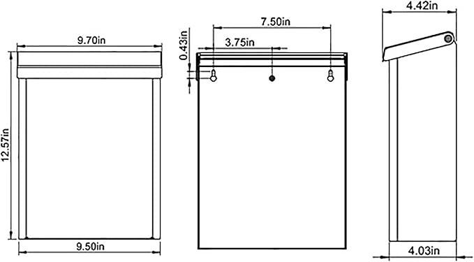 Architectural Mailboxes Designer Galvanized Steel, Locking Wall Mount Mailbox, Black with Satin Nickel