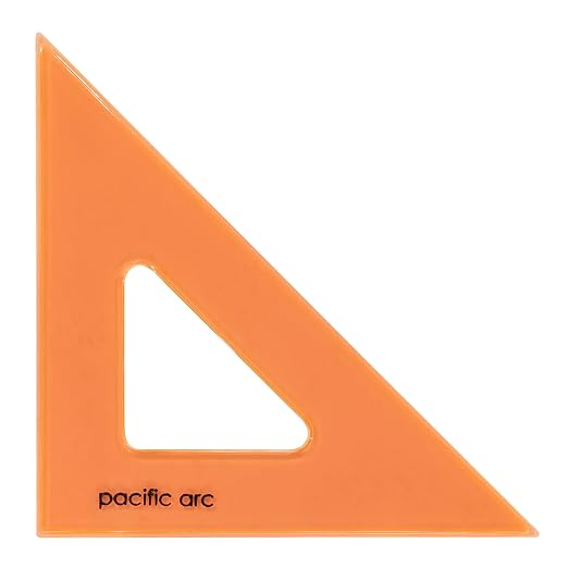 Pacific Arc's Scholastic Triangle - 4 inch - Fluorescent - 45/90 Angle - Polystyrene - Inking Edge - Technical Drawing Tools, Drafting, Architect and Engineering.