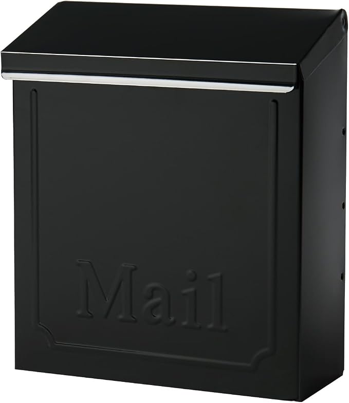 ARCHITECTURAL MAILBOXES Townhouse Vertical Small Capacity, Galvanized Steel Wall Mount Mailbox, 4.1 x 8.6 x 10.1 inches, Black | Galvanized steel build with a concealed lock and key drop box and weather-resistant outdoor construction.