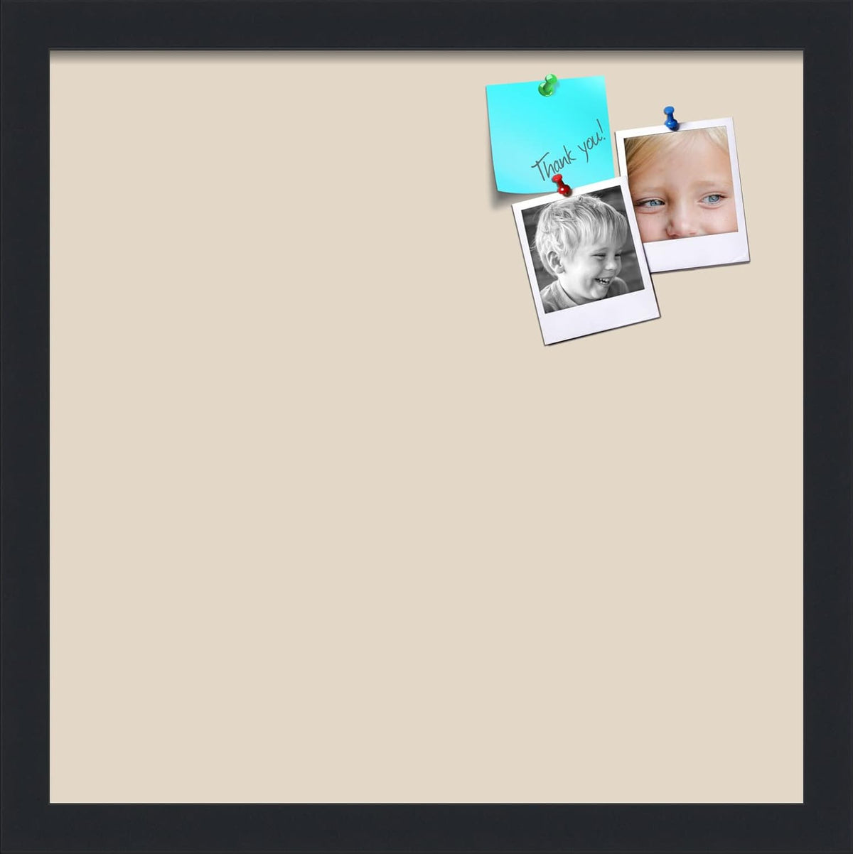 PinPix 15x15 Inch Cork Bulletin Board. This Decorative Framed Pin Board Comes with Desert Pastel Design and a Satin Black Frame. Ideal for Home Office Decor or Message Board (PinPix-1815)