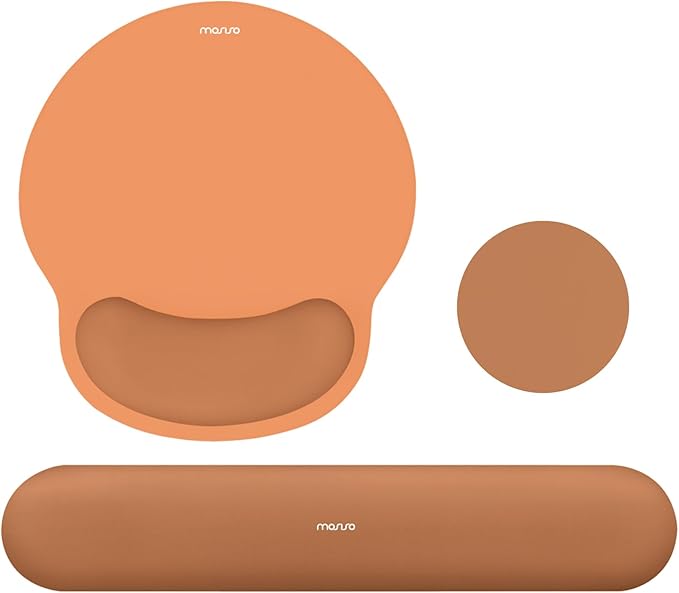 MOSISO Wrist Rest Support for Mouse Pad&Keyboard Set, Cosmic Orange | Circle Curved Ergonomic Mousepad Non-Slip Base Home/Office Pain Relief&Easy Typing Pad with Soft Cloth&Silicone Lining