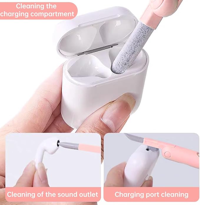 7 in 1 Laptop Cleaning Kit Keyboard Cleaner,Computer Screen Cleaning Brush Tool,Computer Tools Kit Corner Gap Duster Keycap Puller(Color:Pink)
